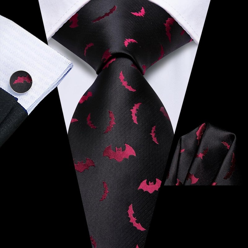 Dubulle Mens Tie Set Solid Paisley Silk Striped Necktie for Men with Cufflinks Tie and Pocket Square - Image 2